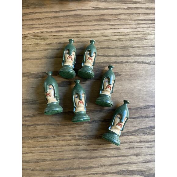 Vintage Midcentury Medieval Duncan Ceramic Hand Painted Chess Pieces Six Pawns - Picture 1 of 4